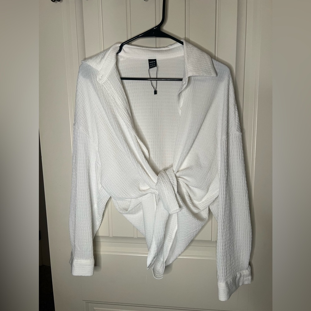 White Oversized Button Down Blouse